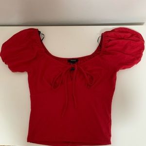 Red puff sleeve top, super trendy and cute!